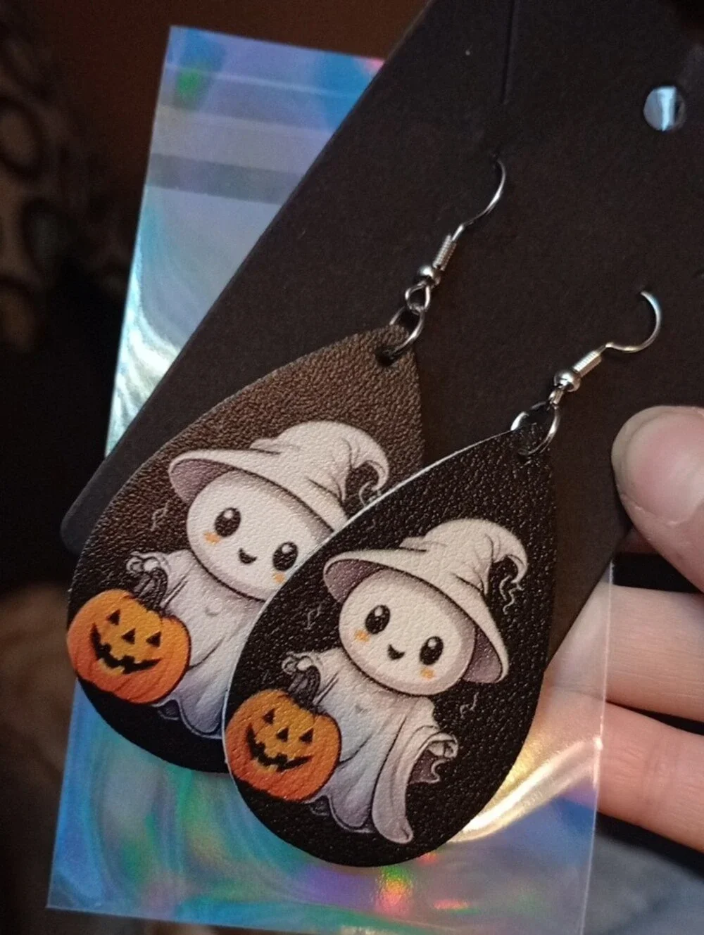 $8 Each Or Bundle 5/$20 Cute Ghost Pumpkin Teardrop Earrings - Black & Orange